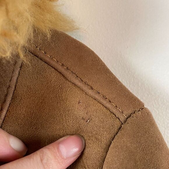Vintage Women’s Sawyer Of Napa / Long Sheepskin Sheerling Lined Leather Coat 14 - Picture 10 of 16